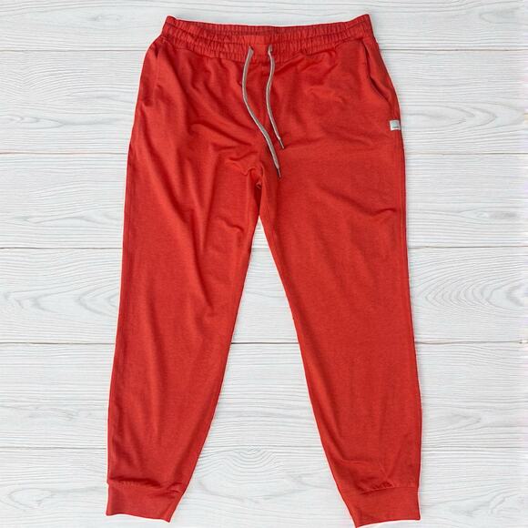 Vuori Jogger Athletic Pants Sz M Orange Slim Pockets Pull On Elastic Waist - Picture 1 of 8